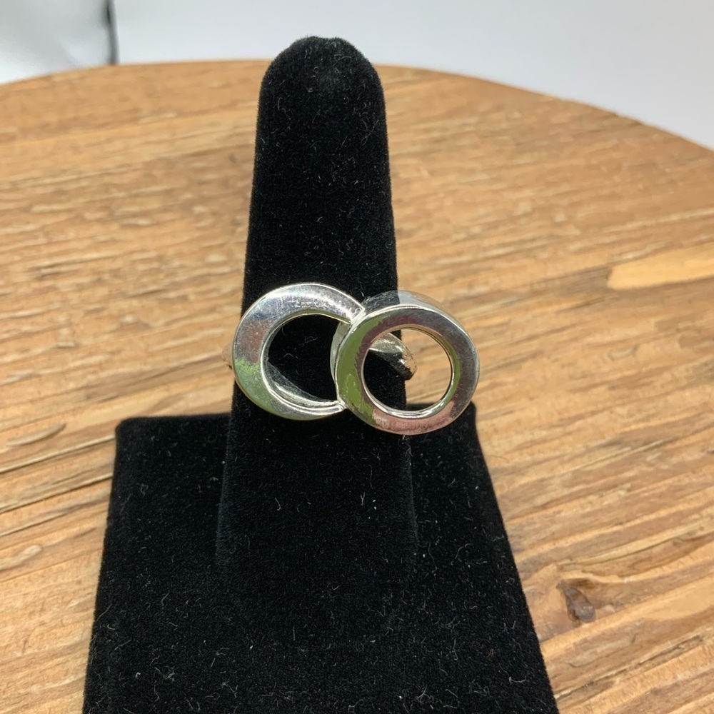 925 Silver Geometric Interlocking Double Open Cir… - image 1